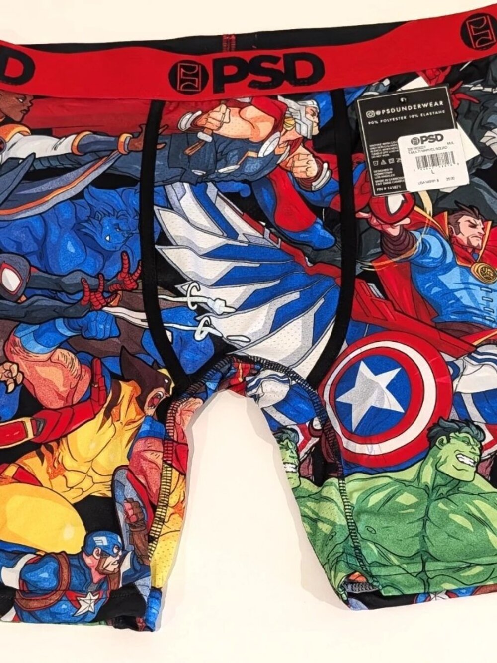 PSD Marvel Squad Avengers Spider-Man Hulk Thor Graphic Boxer Briefs Large New